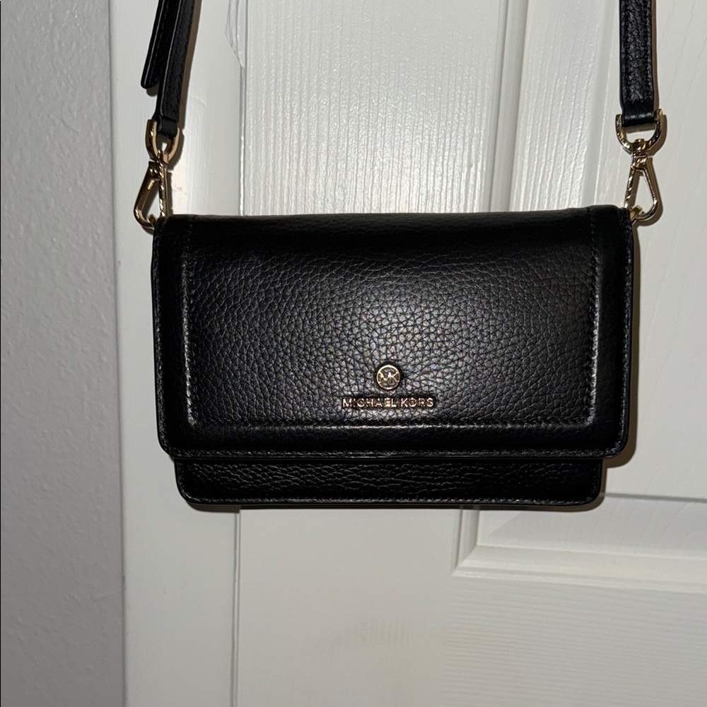 Michael Kors Black Crossbody Bag with Gold Hardware